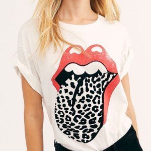 Free People x Day Dreamer Rolling Stones Flocked Leopard Tongue Tee